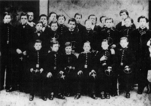Arthur Rimbaud at the age of 10, among the students of the Rossat Institute